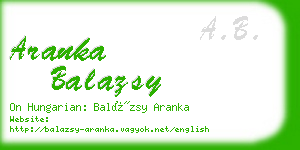 aranka balazsy business card